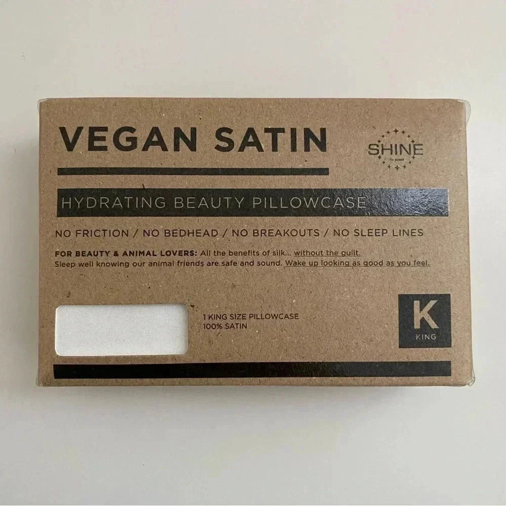 Shine VEGAN SATIN Hydrating Beauty Pillowcase KING Pillow Cover NEW!